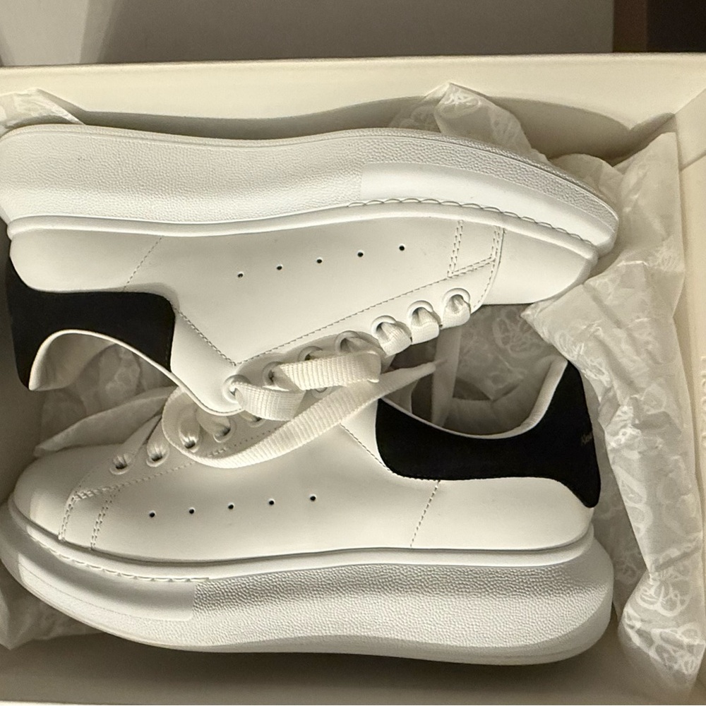 Alexander McQueen White and Black Athletic Shoes